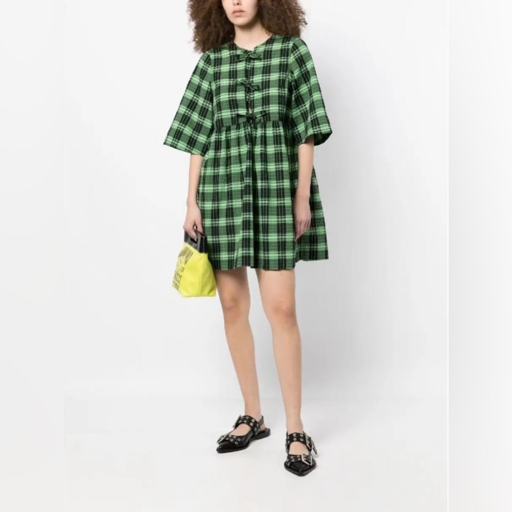GANNI Seersucker Check  Dress